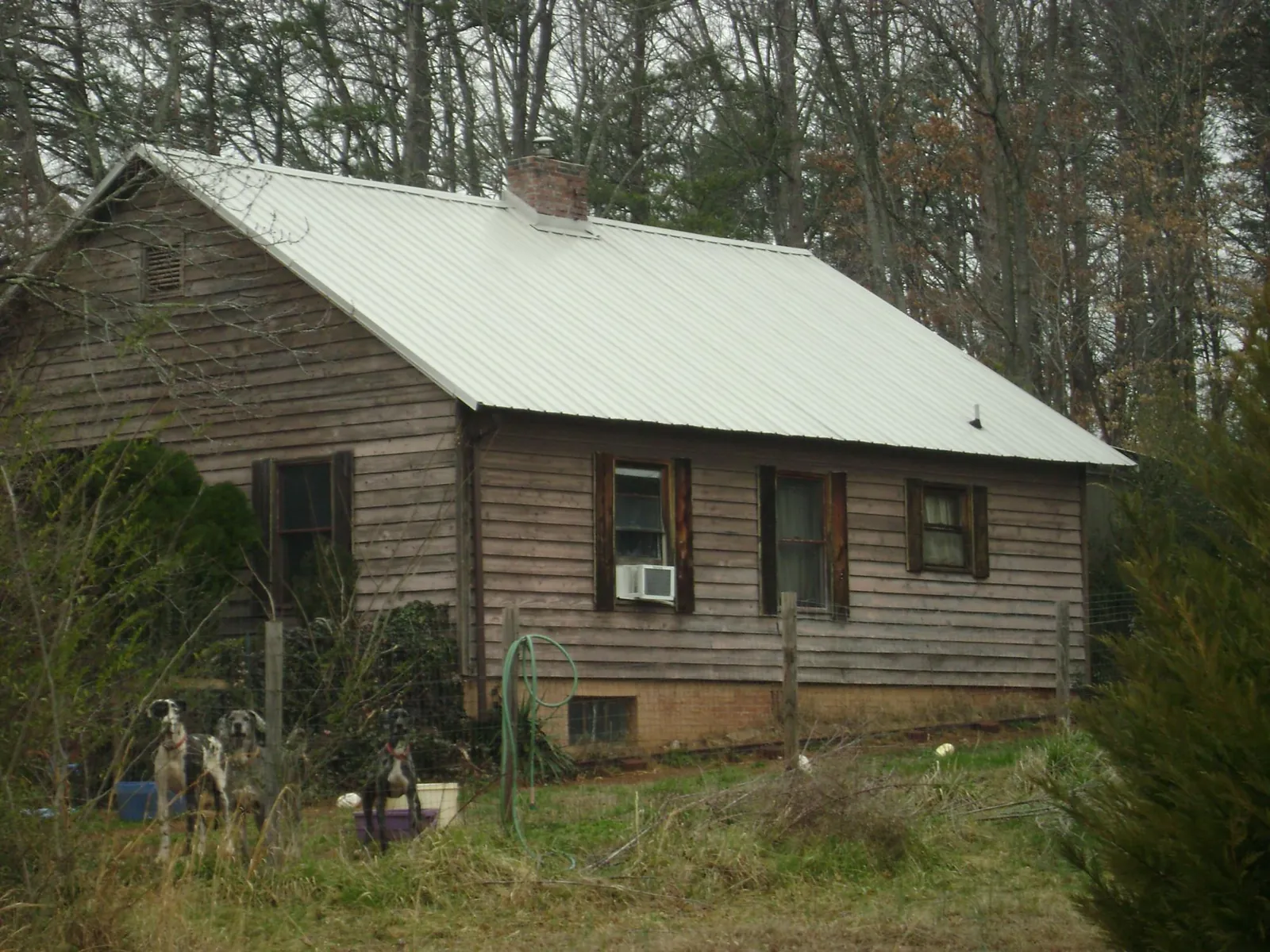 White metal roof on an old wood sided farmhouse, from a Asphalt Shingle Roof Repair job in Logan
